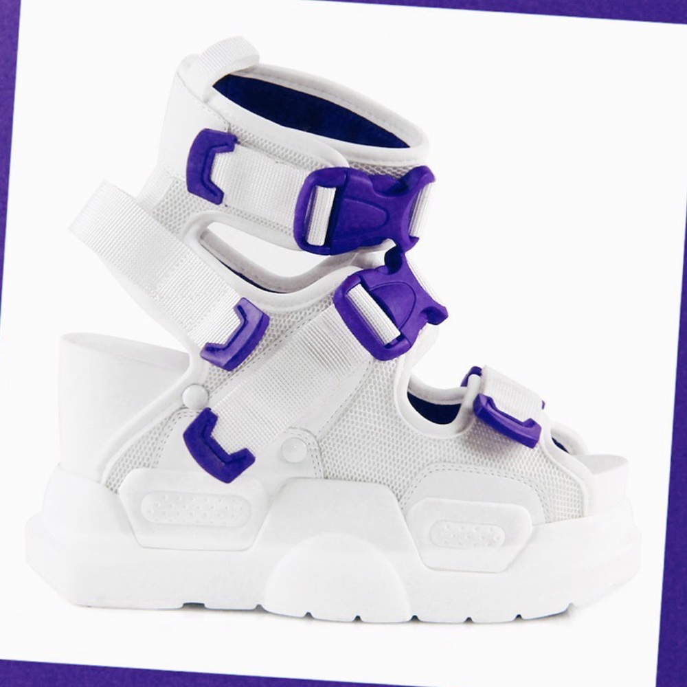 Anthony Wang white/purple platform sandal - Picture 3 of 9